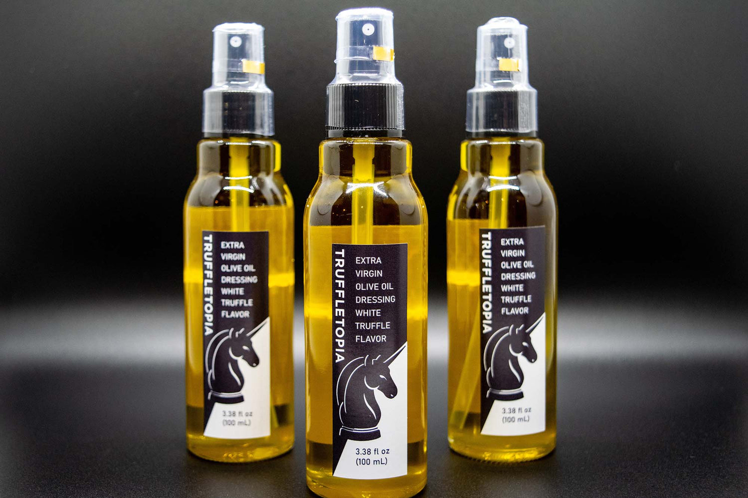 3 bottles of Truffletopia White Truffle Oil with Spray Cap