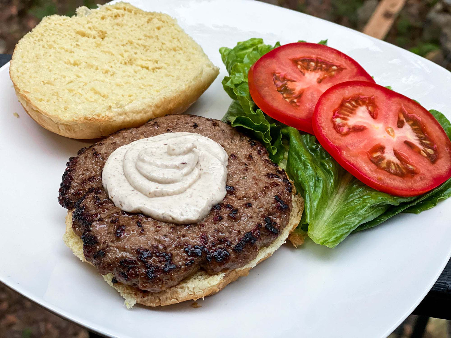 Hamburger with White Truffle Mayonnaise made with Truffletopia White Truffle Sauce